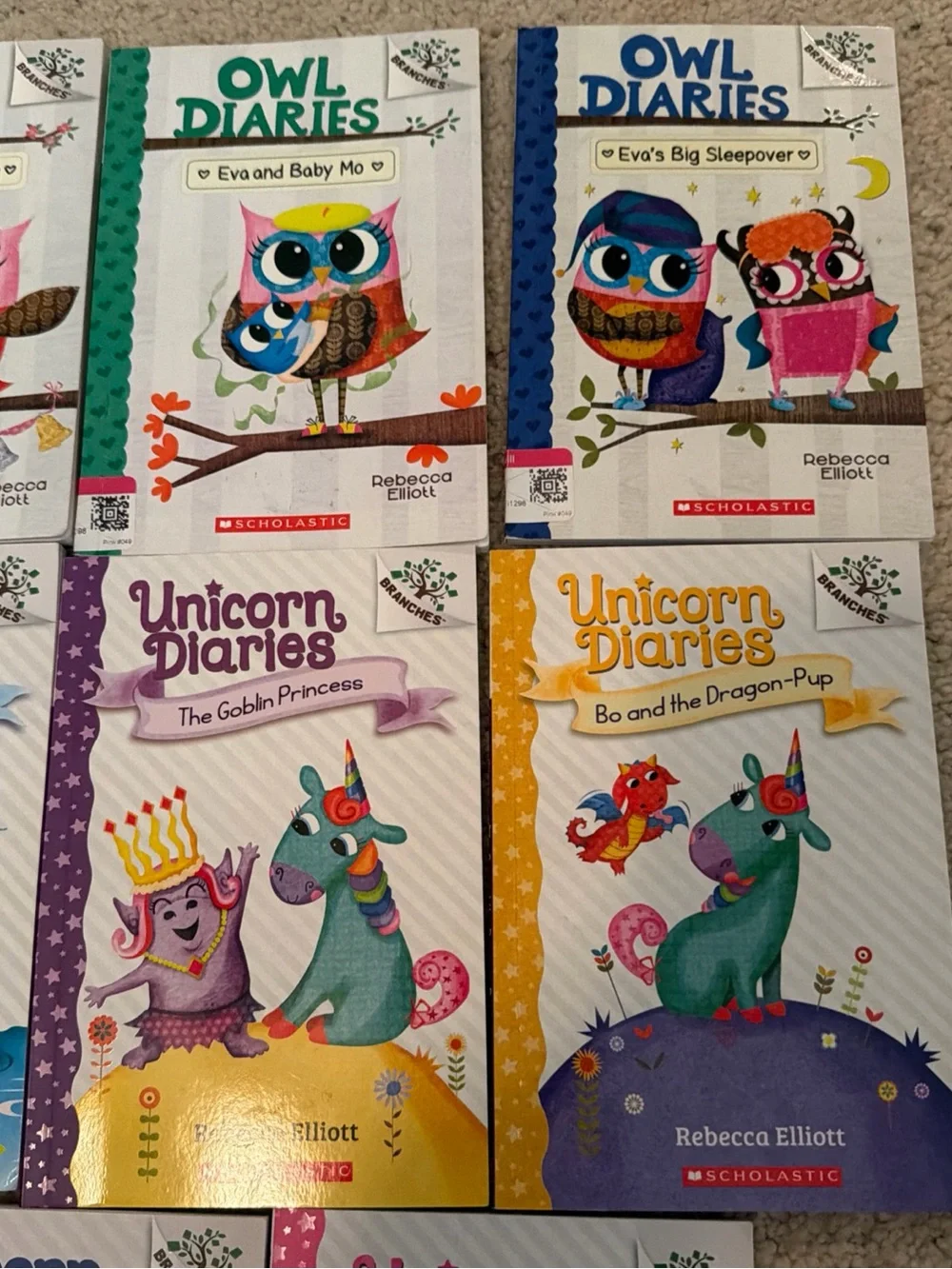 Scholastic Rebecca Elliott Owl & Unicorn Diaries Book Set - Colorful Covers
